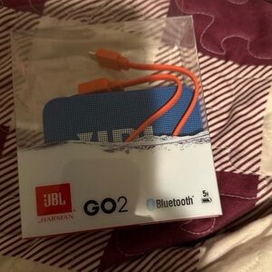 JBL GO2 Portable Bluetooth Speaker - Blue with Orange Cable